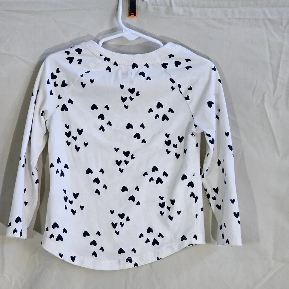 Cat & Jack White Long Sleeve Tee with Black Heart Pattern - Picture 3 of 3